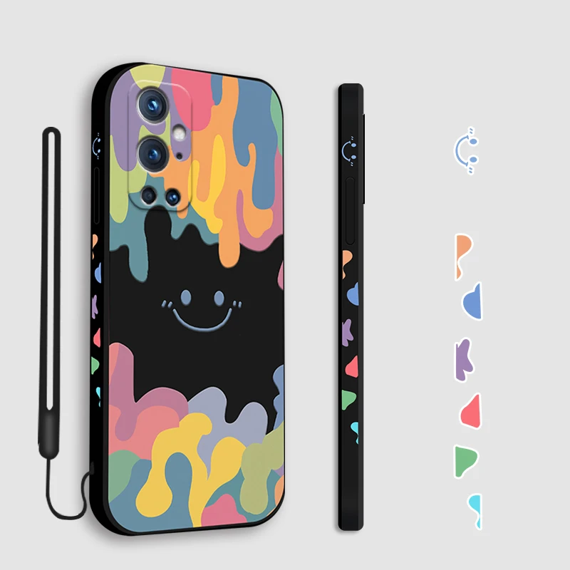 

For Oneplus 9 Case Cute Summer Ice Cream Smile Face Square Silicone Phone Case For Oneplus9 Oneplus 9 Pro One Plus 9R Cover