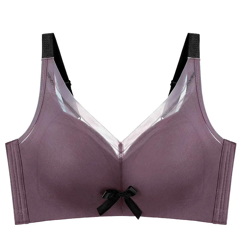 

Big Breasts Show Small Thin Cup Glossy Bra Without Steel Ring Latex Plus Size Underwear
