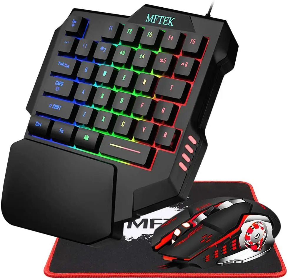 

Keybord Keyboard Rgb Gaming Keyboard One-Handed And Mouse Pc Teclado Y Mouse Phone Office Keyboard Set, Black