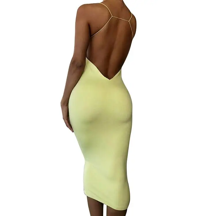 

Factory wholesale Clothing Double Layers Seamless Women Club Backless Dress Summer Cotton Casual Sexy Maxi Bodycon Long Dresses