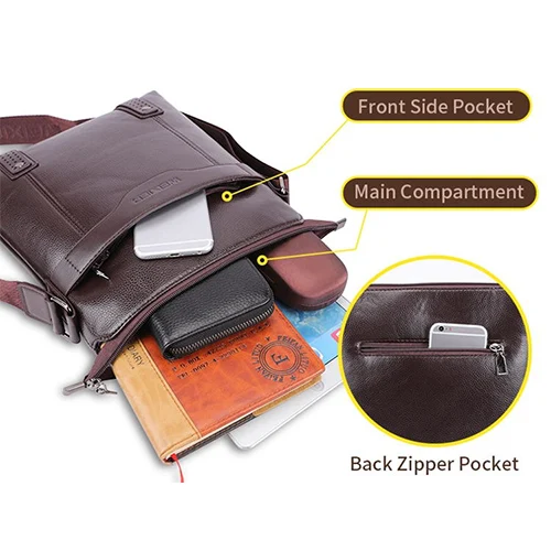 

High-end Popular Retro Brown Color Custom Logo Real Leather Man Messenger Bag Mens Shoulder Sling Crossbody Genuine Leather Bag