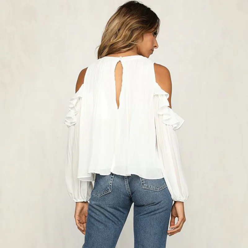Layered Slanted Shoulder White Shirt