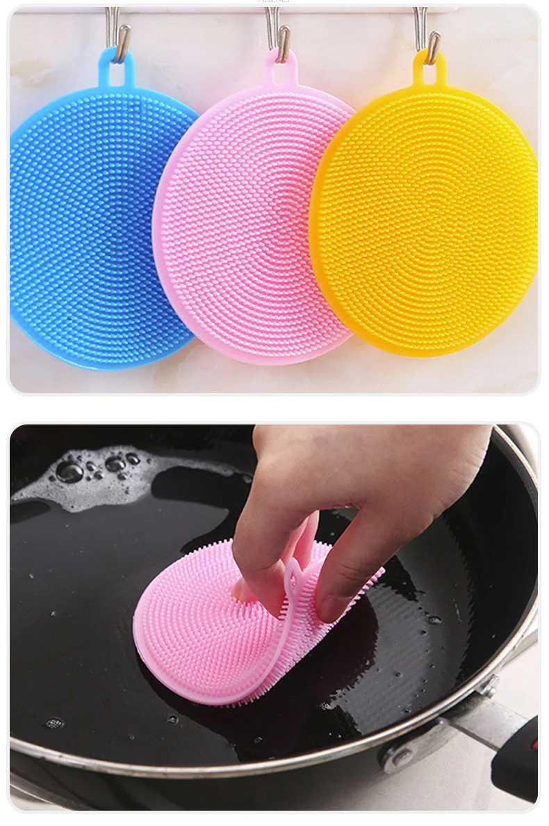 可重复使用的耐热食品级硅胶厨房清洁洗碗刷 - buy 硅胶洗碗刷,硅胶