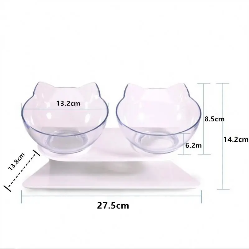 

Non-slip Double Bowls Cat Bowls With Raised Stand Pet Food&Water Bowls For Cats Dogs Feeders Transparent pet accessories