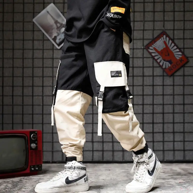 

2020 New Cargo Pants Loose Men'S Trousers Hip-Hop Plus Size Jogger Pants Pocket Cotton Winter Sweatpants, Black,red