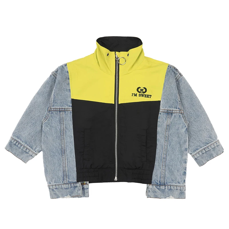 Baby jeans patchwork zipper shirt boy fashionable autumn clothes fashion clothes for children coat