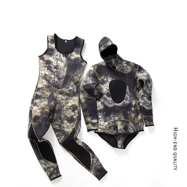 
5MM Two Piece Warm Camouflage Surfing Wetsuits Long Sleeve Unisex Adults Diving Wetsuits 