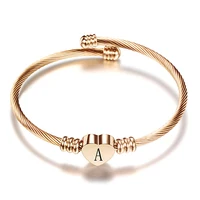 

Rose gold Color Stainless Steel Heart Bracelet Bangle With Letter Fashion Initial Alphabet Charms Bracelets For Women