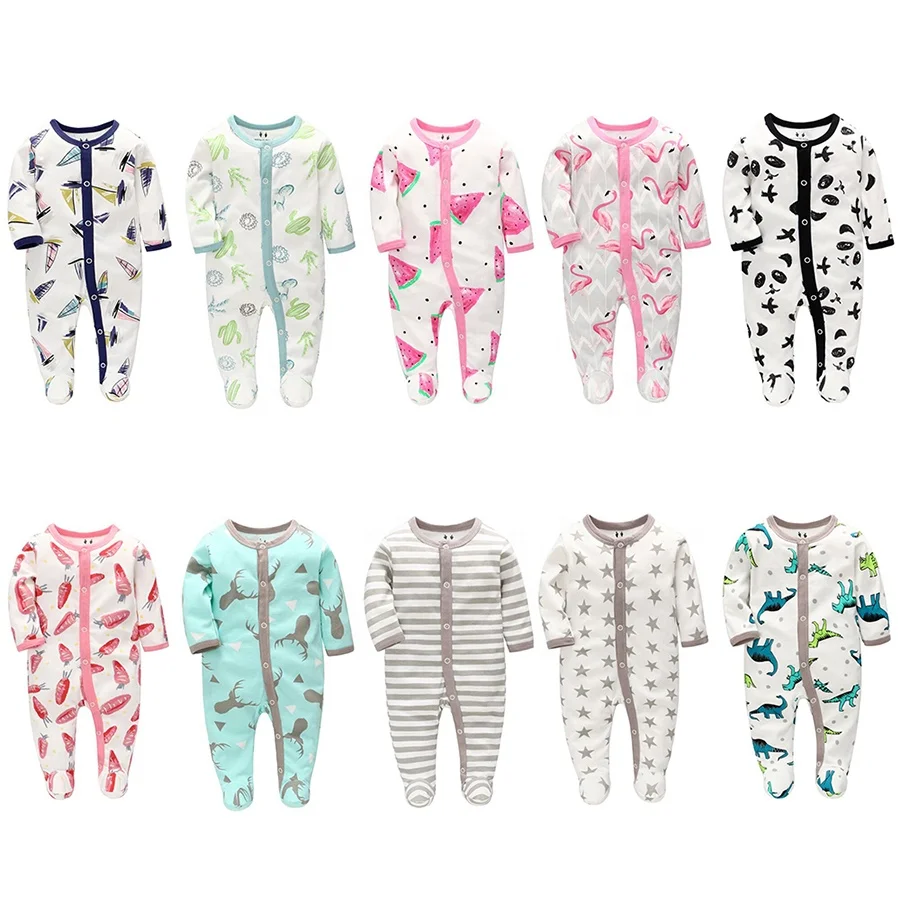 

Stylish Design 100% Cotton Pajamas Baby Romper Breathable Newborn Footless Pajamas Comfortable Baby Winter Clothes Baby Rompers