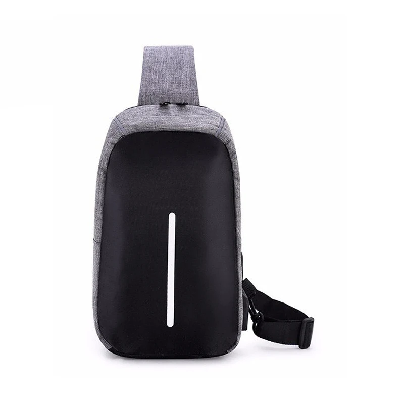 

Hot Sale Classic Unisex Travel Cheap Price Shoulder Chest Bag Men Waterproof Anti Theft Sling Bag With USB Connection, Black,grey,blue,or customized