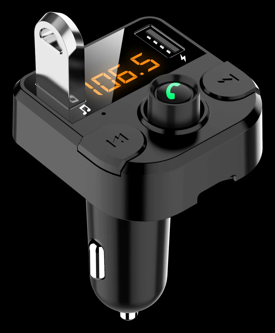 

BT36B Car MP3 Fm Dual USB High Quality Lightweight BT Hands Free Wireless Music U Disk 5.0, Black color