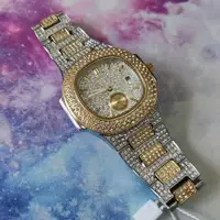 

V295 Mens Watches Luxury Brand Fashion Diamond Date Quartz Watch 18k gold iced out watch