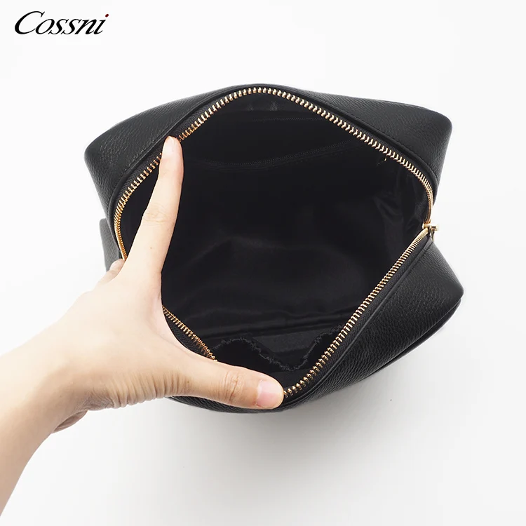 

Lady Travel Toiletry Cosmetic Pouch Premium Pebble Leather Wash Bag, Customized