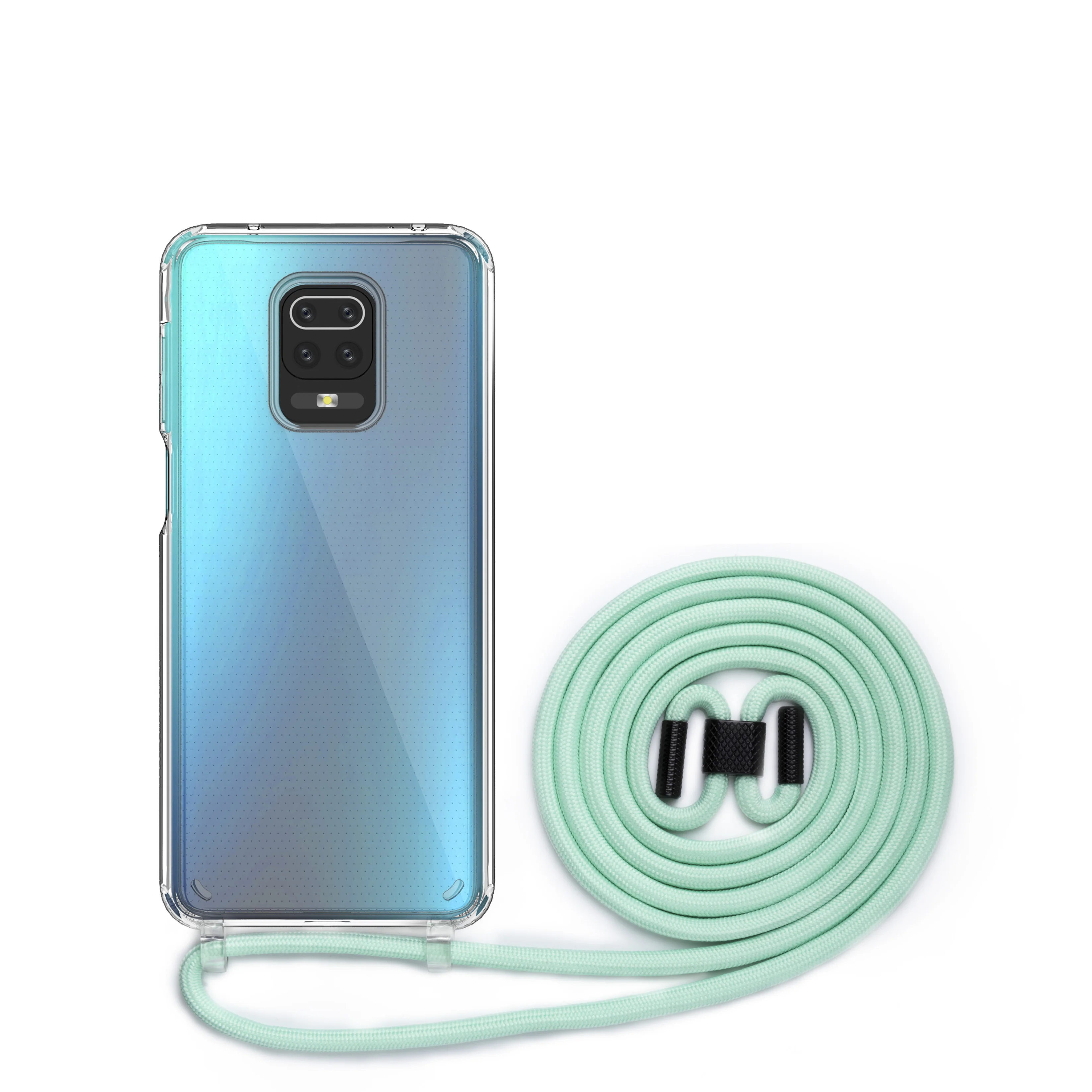 

Free Sample Customize Logo TPU And PC Super Clear Transparent Phone Case With Straps For Xiaomi note 9S
