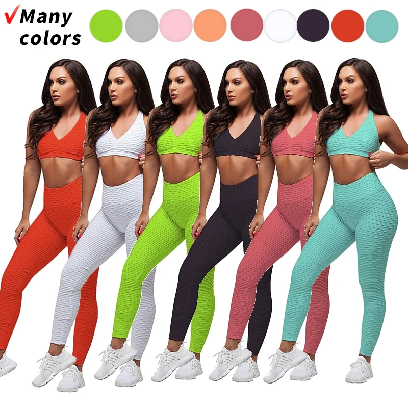 

2021 Quickly Dry Soild Color Womens Activewear Workout Clothing Yoga Fitness Wear