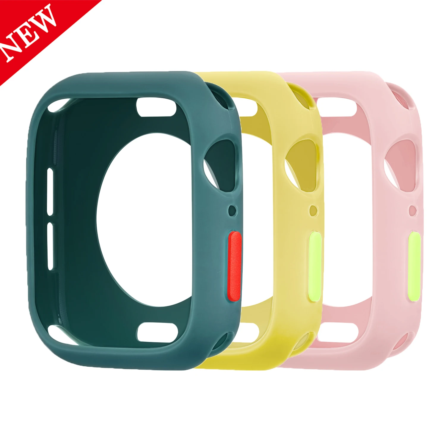 

Candy Matte Silicone Protetive Bumper Case for Apple Watch 6 SE 44MM 40MM Sport Cover TPU Protection Shell for iWatch 5 4, Optional