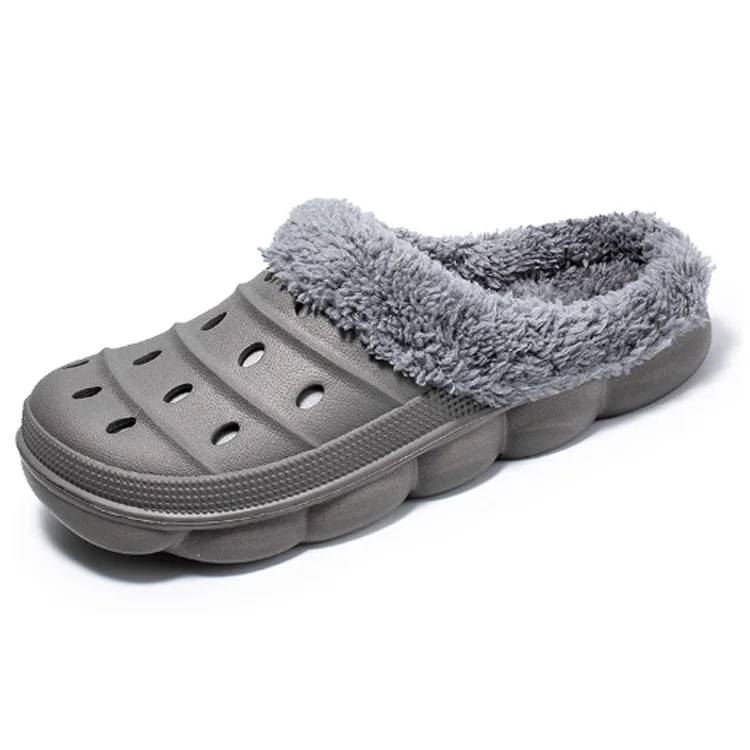 

warm anti slip wear resistant bottom outdoor slipper hole winter shoes for men womens flat shoes, Black,white,grey