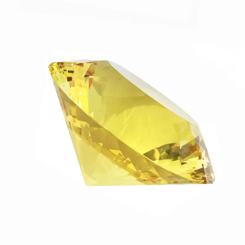 

Yellow Glass Crystal Diamond Paperweight Fengshui Raw Clear Wedding Home Decor Souvenirs Gift Products For Guests