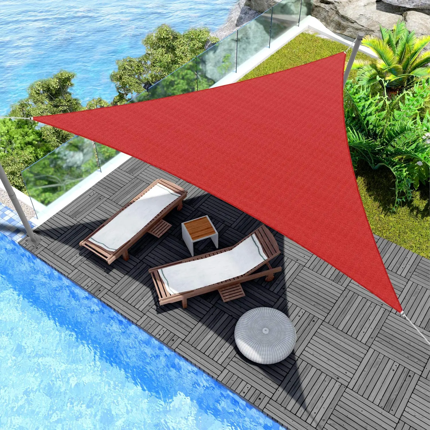 

Sun Shade Sail UV Block Fabric Canopy in Beige Triangle for Patio Garden, Blue/green/camouflage/orange green