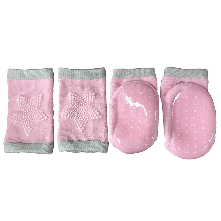 

Baby home custom non slip terry silicone grip print socks and knee pad set