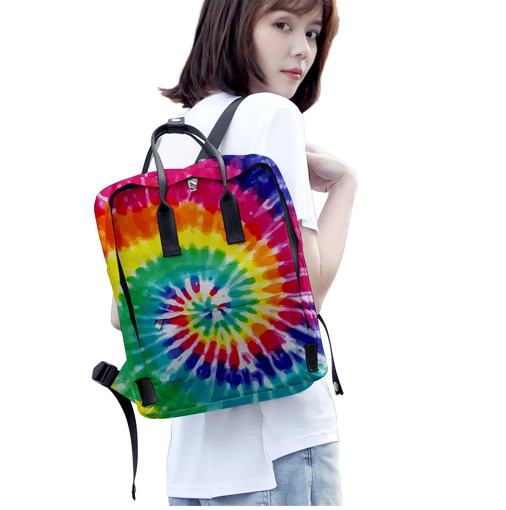 

2022 new high quality rainbow school bag tie dye mochila 3D portable backpack for teenagers