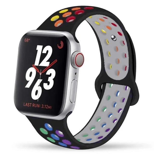 

Silicone Strap For Apple Watch Band 44mm 40mm 42mm 38mm 40 44 mm Breathable bracelet correa iWatch serie 3 6 5 4 SE 7 45mm 41mm, Multi colors/as the picture shows