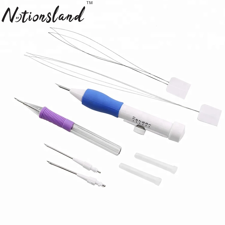 

Free ship India 12Pcs New plastic box ABS 1.3mm 1.6mm 2.2mm punch needle set embroidery russia punch needles