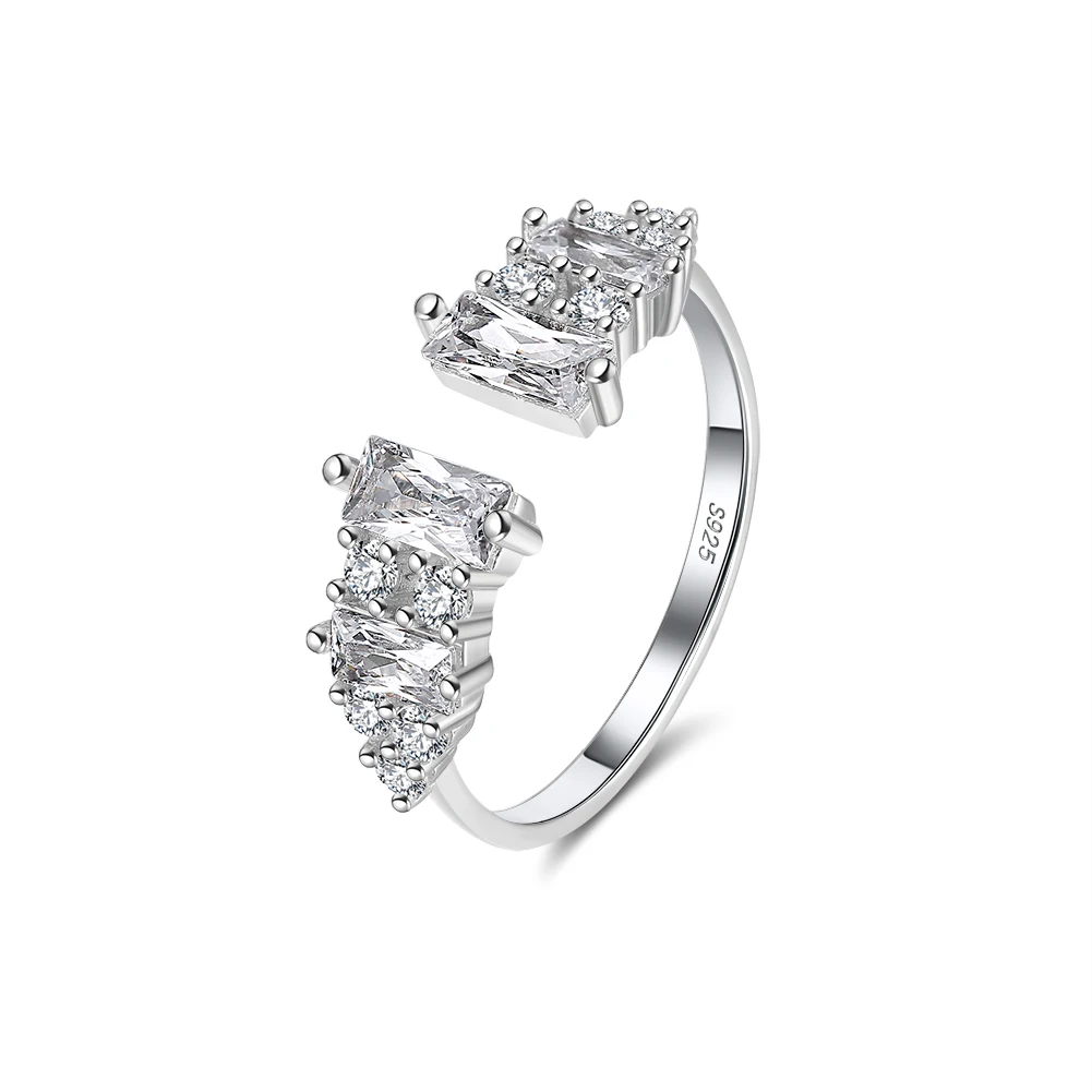

RINNTIN SR215 Hot sale korean jewelry 925 sterling silver adjustable finger rings for women, White