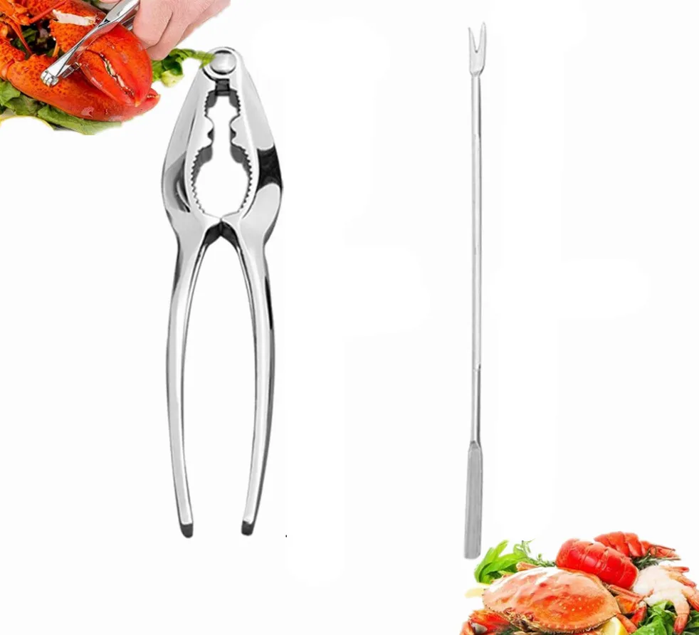 

Seafood Tools Set Stainless Steel Lobster Crab Crackers Nut Crackers and Fork Pick set