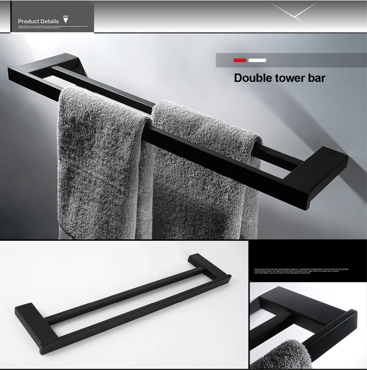 HIDEEP bathroom accessories stainless steel black double towel rack bathroom accessories
