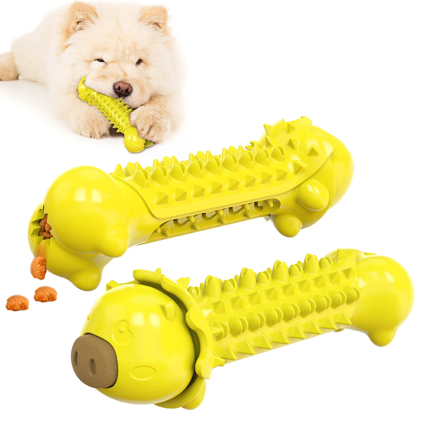 

Eco Friendly Soft Rubber Dog Chew Toy Pig Shape Training Interactive Dog Toys Pet Feeder Dog Toy, Yellow,green,blue