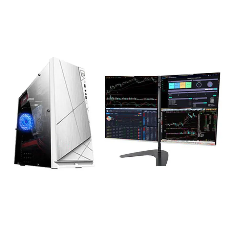 

Intel 6 Cores Office work multi-screen 3 screen multi monitors desktop computer, White/black