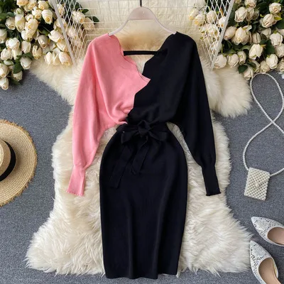 

2020 Latest Design Autumn Winter Women Fashion Knitted Mini Dress