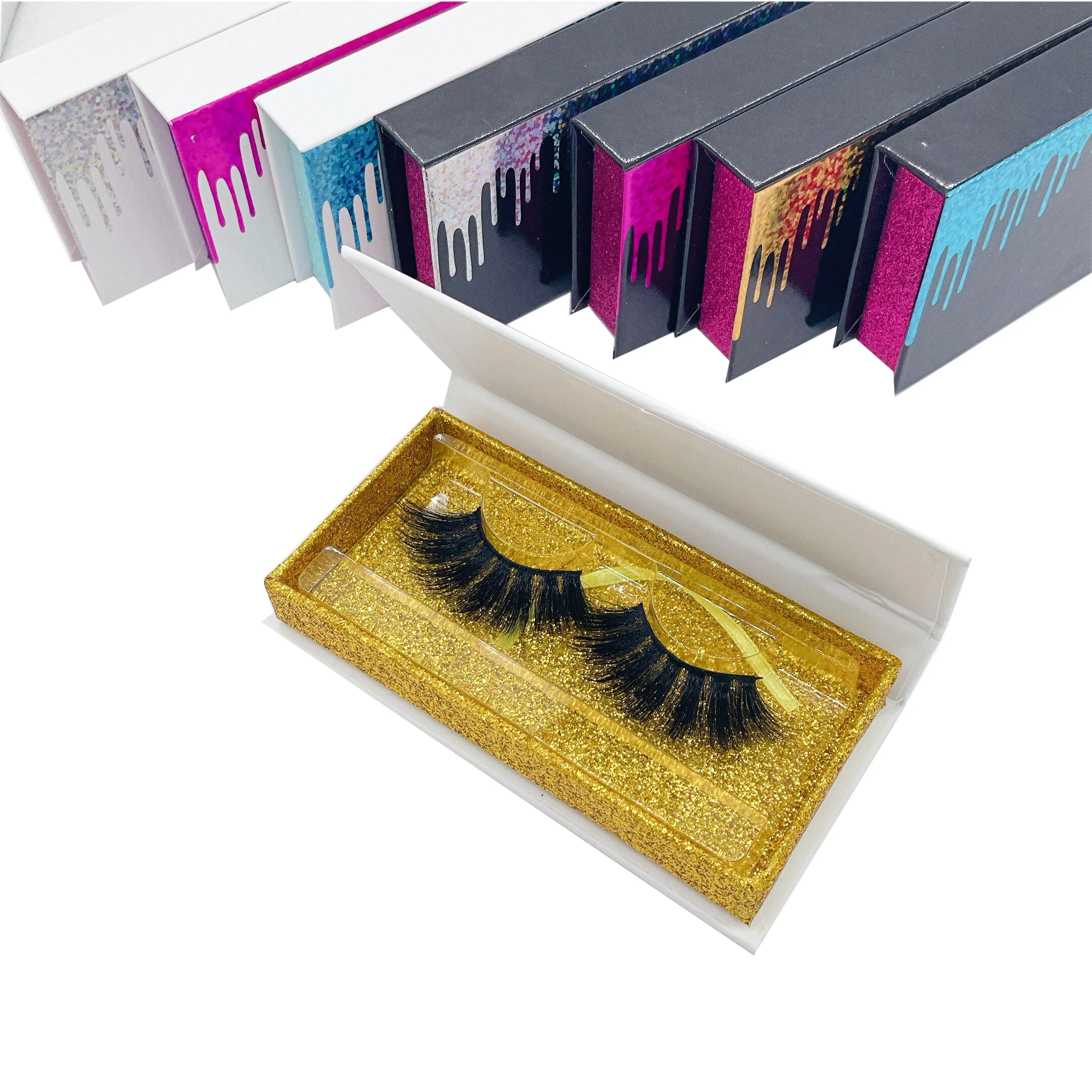 

2021 new arrivals 3d 25 mm mink eyelash vendor customized boxes matte, Black