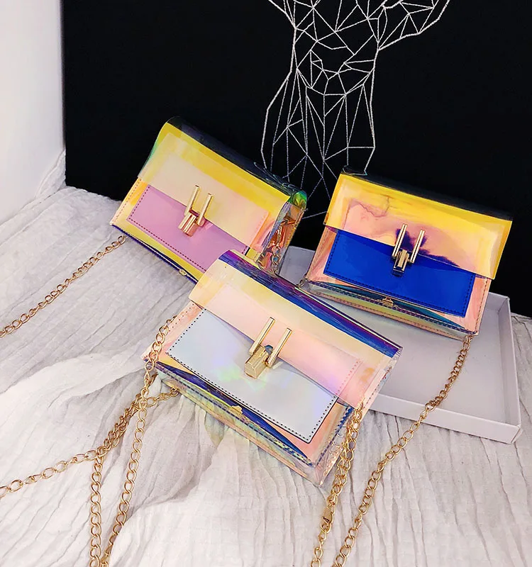 

Fashion PVC girls mini purse holographic hand bags for women, 3 colors