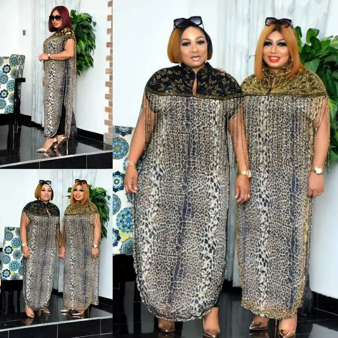 

Hot Evening Europe and America casual Fringe sequins dresses women African long gown and pants 2 pcs clothes, As showed