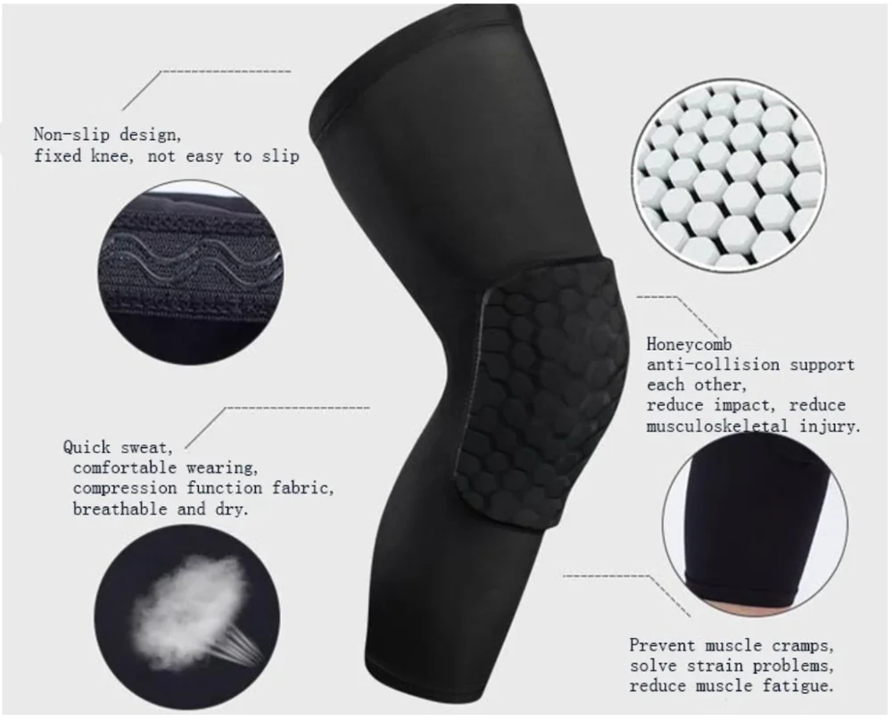 

Knee Pads Honeycomb knee care Breathable Anticollision kneecap Crashproof Antislip Basketball Leg Knee Sleeve Strengthen Kneepad