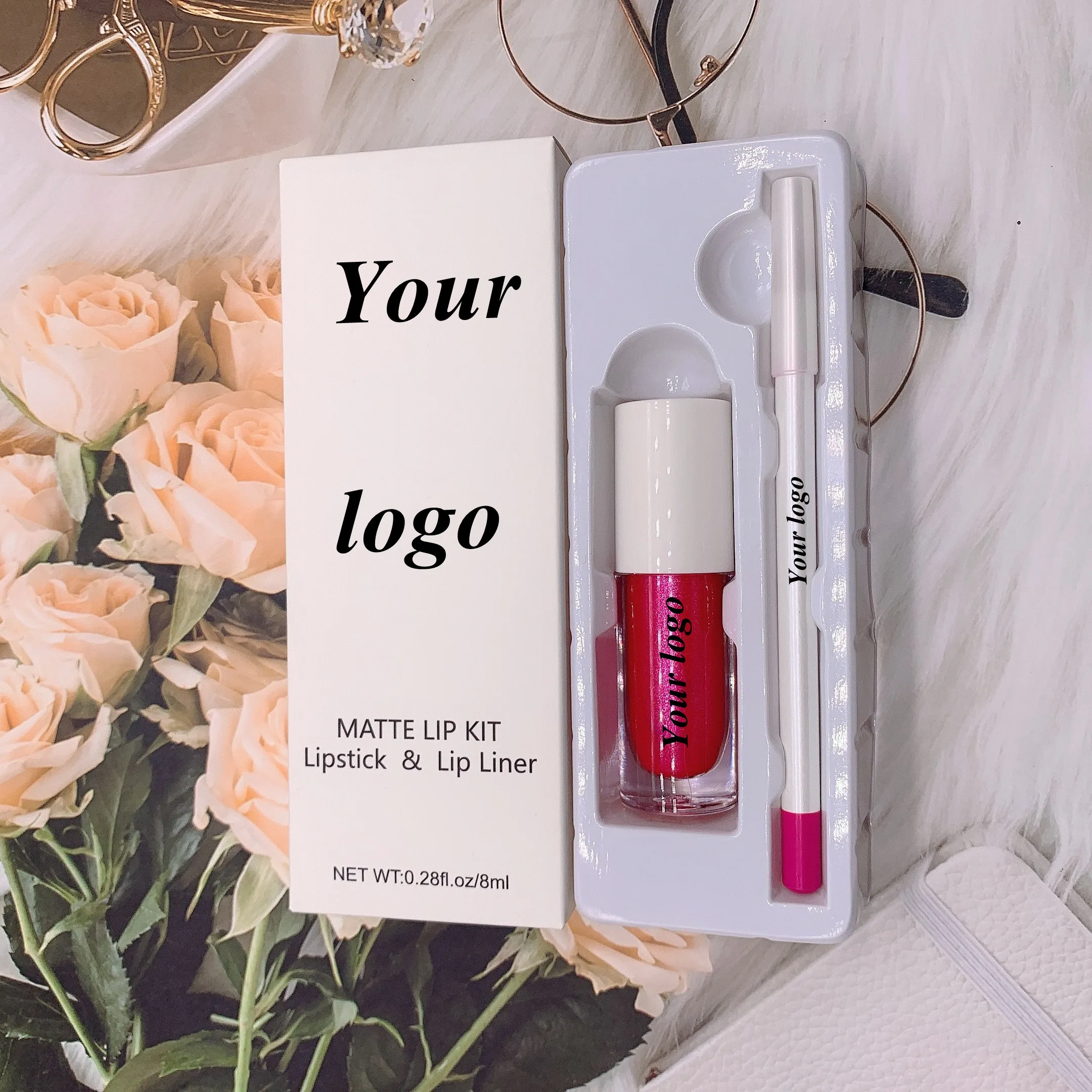 

Wholesale private label lipgloss and lip liner vegan high quality clear matte and shimmer and glitter lipgloss lip gloss set