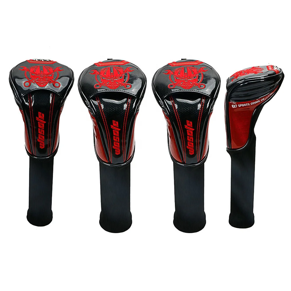 

Factory Price Custom Embroidery PU Leather Golf Driver Head Cover Golf Fairway Woods UT Club Headcovers