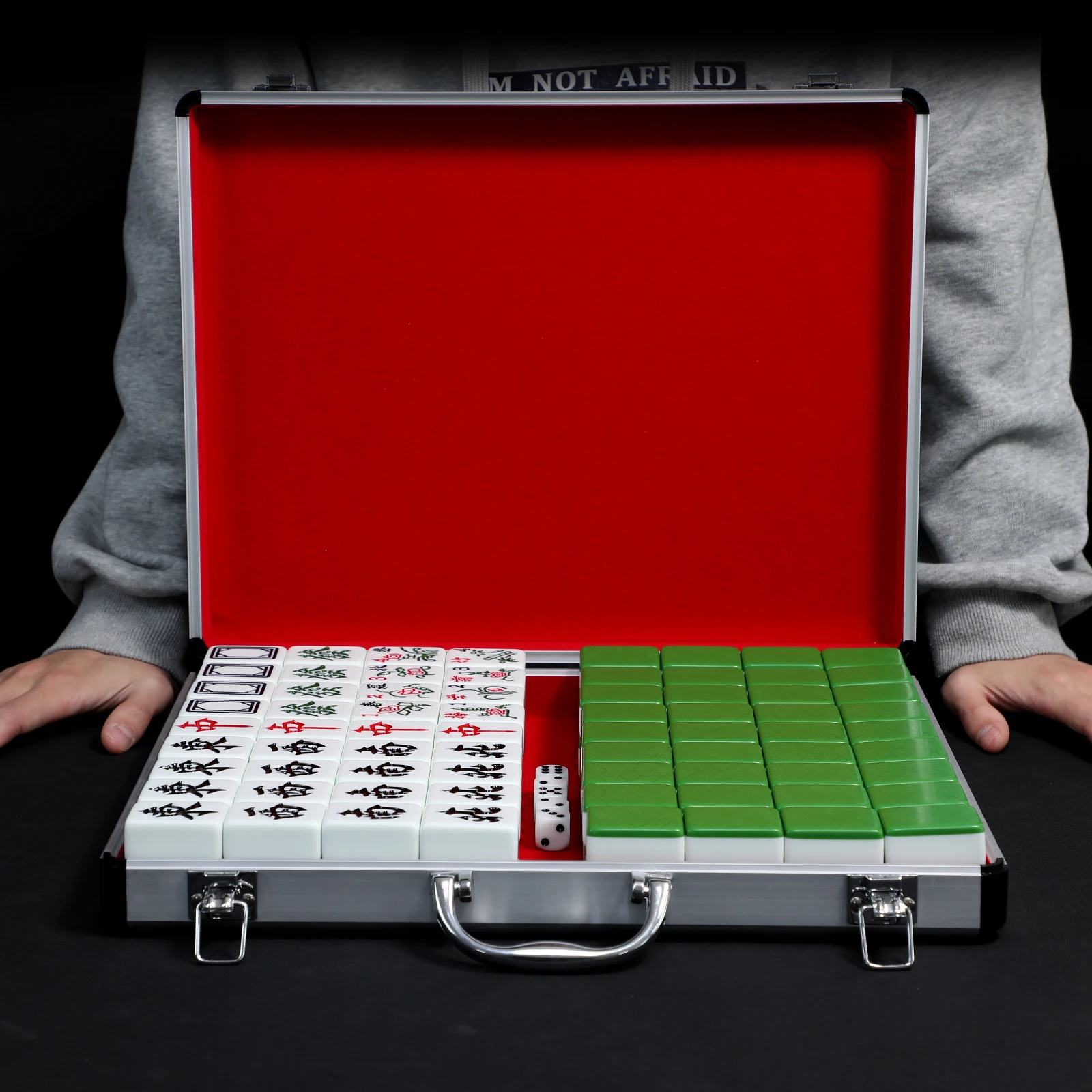 Chinese Board Game Mahjong Sets Wholesale Top Quality Durable Mahjong Set Portable Aluminum Box Mahjong Set