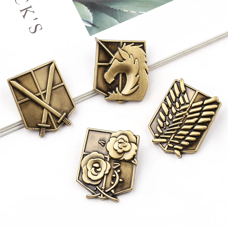 

Anime Around The Attack On The Giants Legion Logo Brooch Four Different Patterns Shield Insignia Collar Pin Anime Lovers Gifts