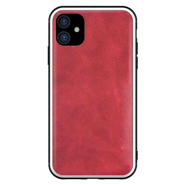 

For iPhone11 P5 tpu pc real leather mobile phone case, Red ,blue ,black ,orange,gray