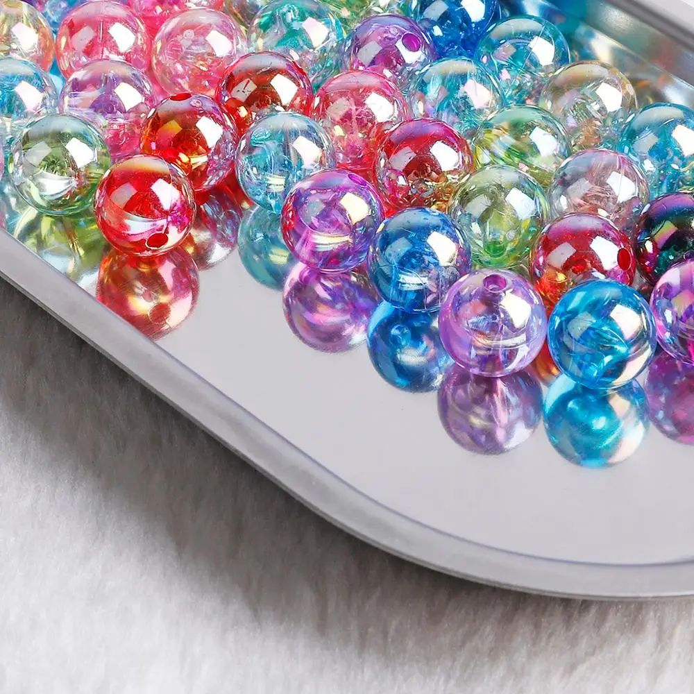 

12 Color 6/8/10/12mm Acrylic Transparent Beads with Hole 2mm Charms Bracelet Necklace for DIY Jewelry Making, Mixed color