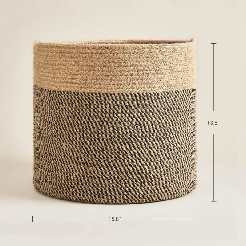

The New Nordic Style Square Cotton Rope Woven Basket Fashion Home Cotton Rope Storage Basket