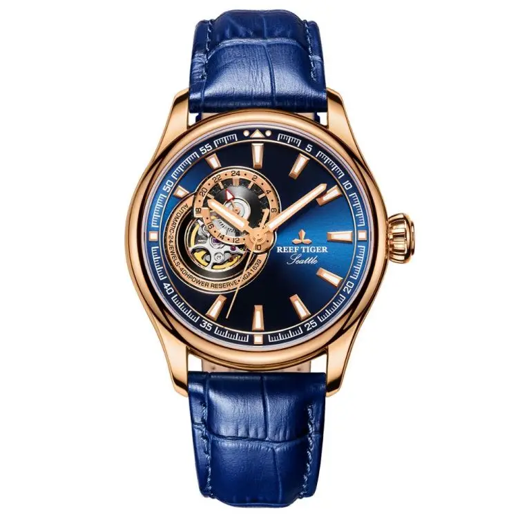 

REEF TIGER RGA1639 Dress Men Watch Blue Tourbillon Watches Top Brand Luxury Automatic Mechanical Watch Relogio Masculino