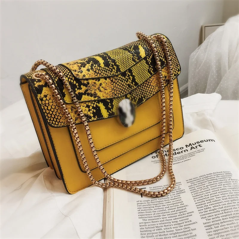 

2021 trending fashion ladies bags snakeskin grain chain shoulder bag women purses and handbags ladies