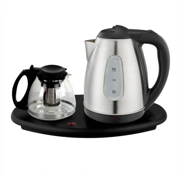 Tea Maker Set Dual Electric Kettles Stainless Steel Glass Keep Tea Warm