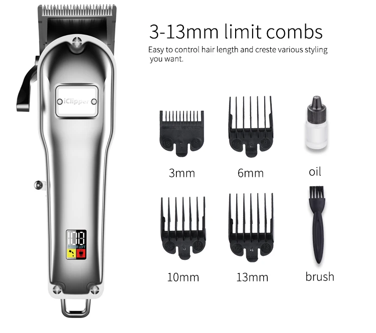 IClipper-K2s Rechargeable  Electric Hair Clipper Wireless All Metal Hair trimmer Cutting