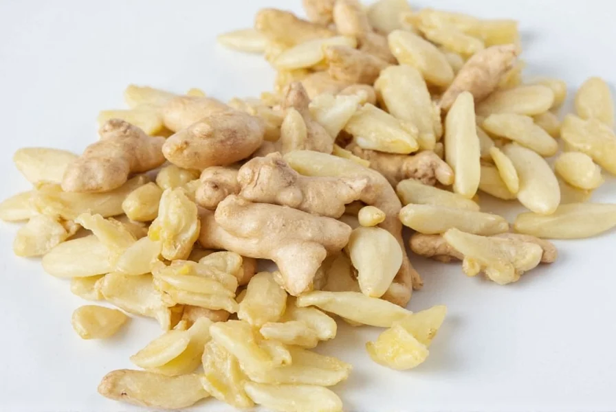 Fresh ginger root next to measuring spoons for dog dosage