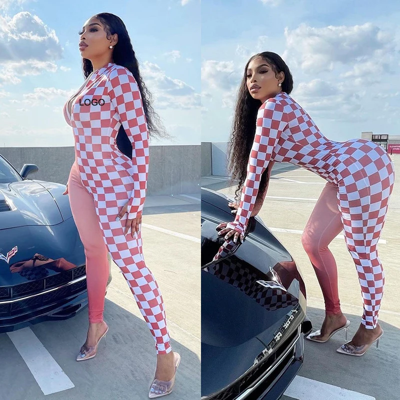 

New Arrival Women Gym Jumpsuit Front Zipper High Elastic Hip-lifting Casual Tracksuit Fitness Yoga Clothing